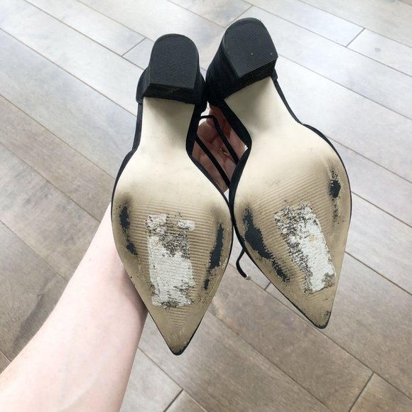 Steve Madden Black Suede Pamperd Lace-Up Pump Heel - Picture 8 of 9